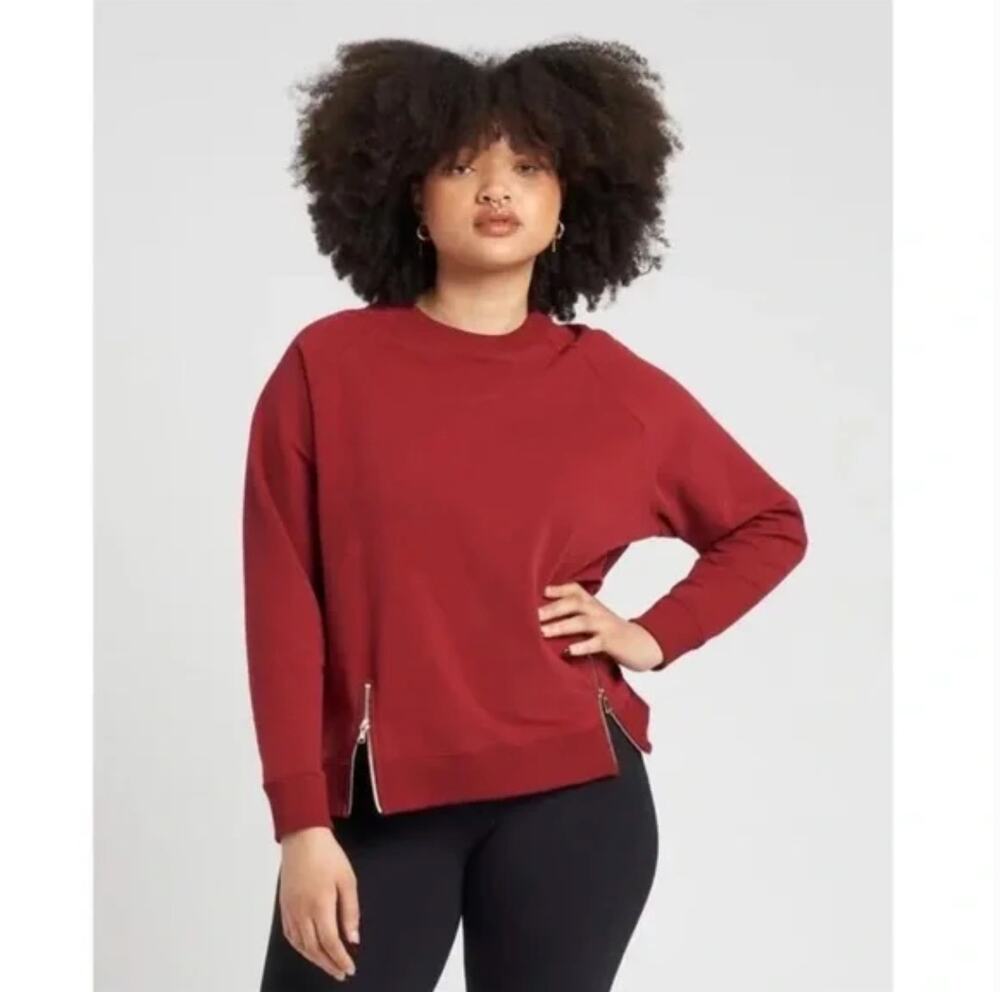 Universal Standard Riley Raglan Zip Top 4XS 2XS 00 0 NWT Biking Red Sweatshirt